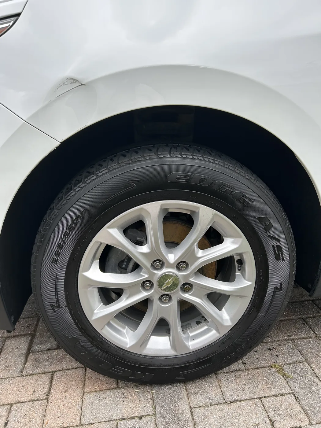 Cleaned alloy wheel and tire, close up