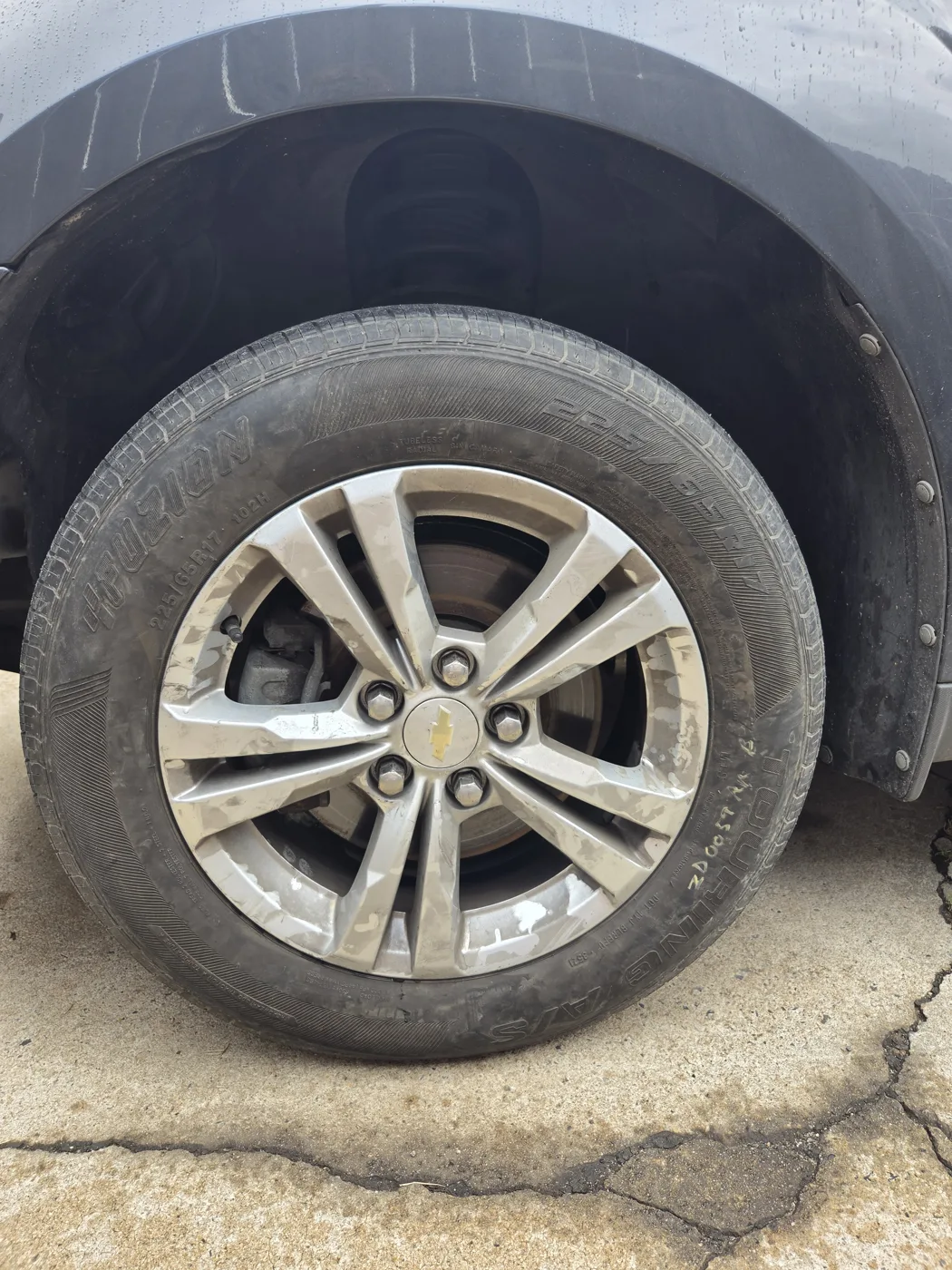 Clean alloy wheel and tire after detailing, close up